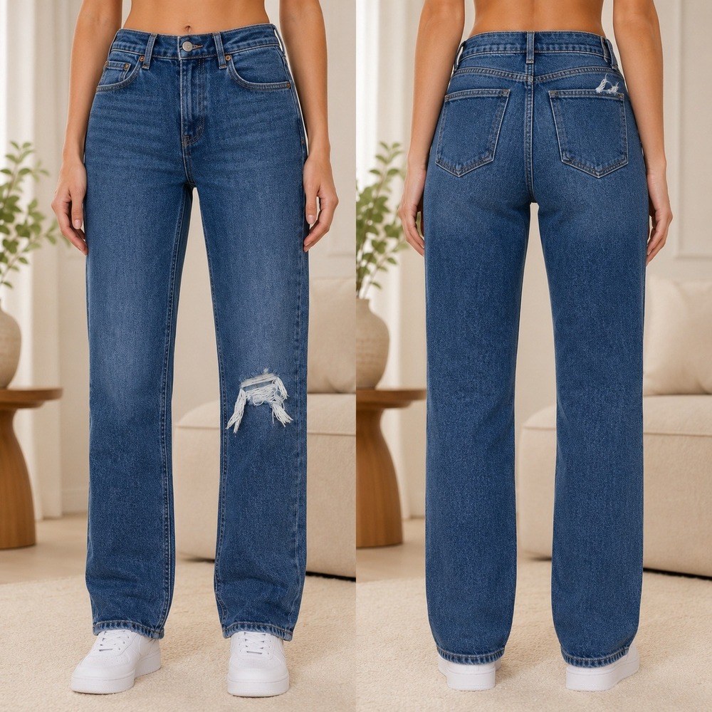 AGOLDE Nico High Rise Slim Jeans Women 24 Blue Distressed Button Fly A093C-1256